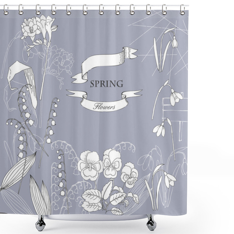 Personality  Background With Snowdrops Shower Curtains