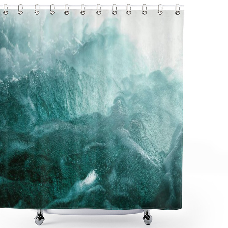 Personality  A Mesmerizing Close-up Of Turbulent Ocean Waves In Rich Teal Tones. Shower Curtains