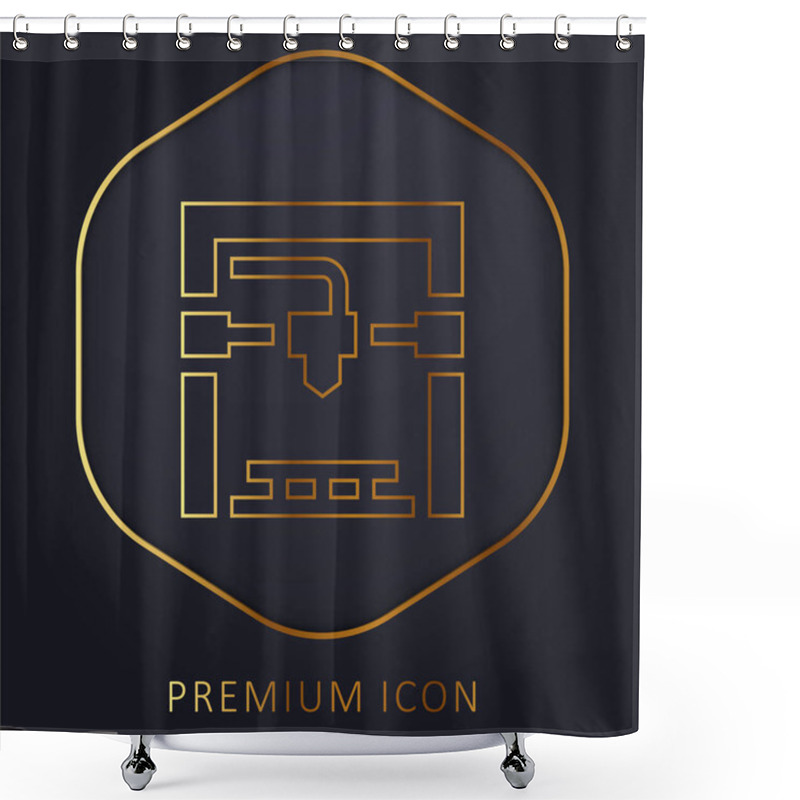 Personality  3d Printer Golden Line Premium Logo Or Icon Shower Curtains