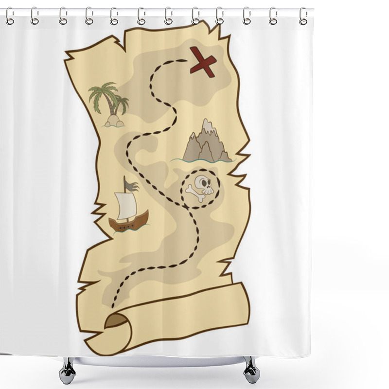 Personality  Pirate Treasure Map Vector Image Shower Curtains