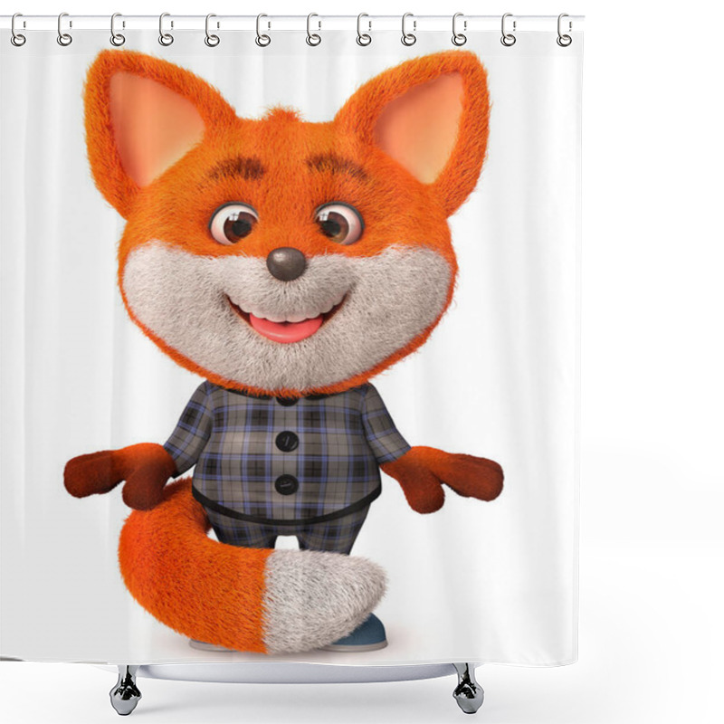 Personality  3d Illustration Funny Little Fox In Pajamas Shower Curtains