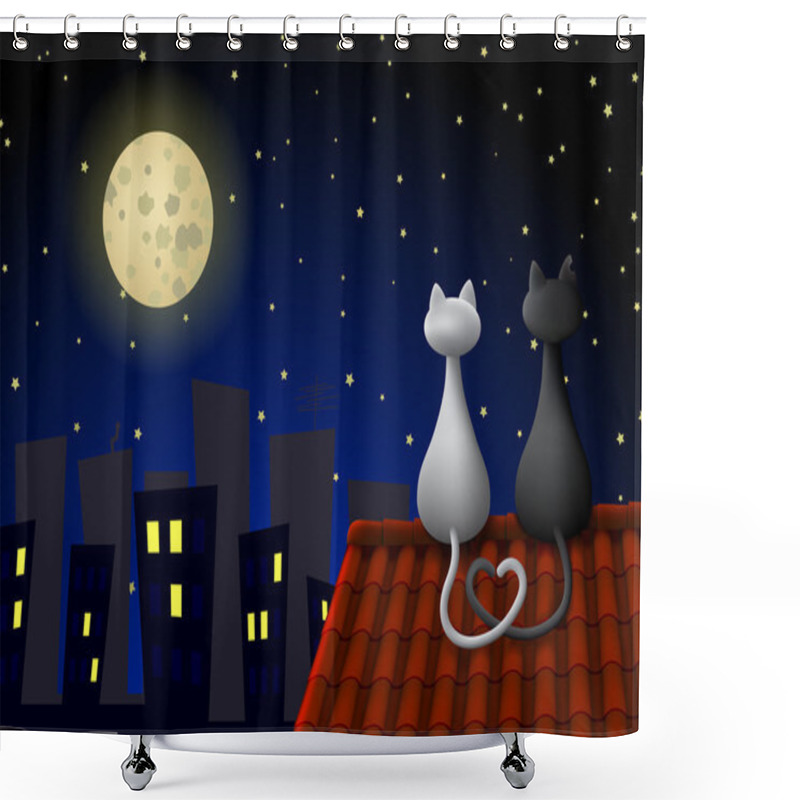 Personality  Two Cats On A Roof Shower Curtains