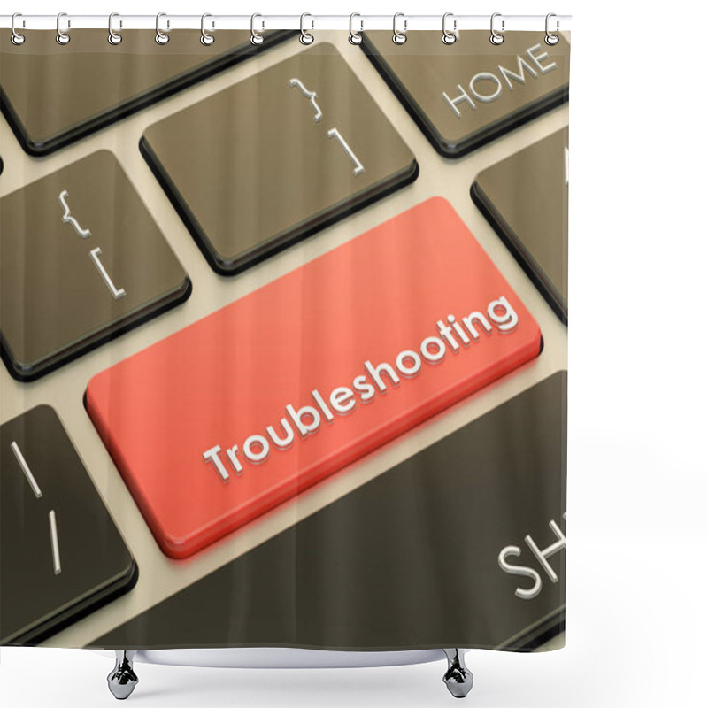 Personality  Troubleshooting Concept, Red Hot Key On  Keyboard. 3D Rendering Shower Curtains