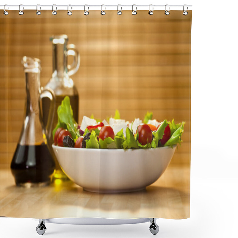 Personality  Salad With Olives, Cheese, Olive Oil And Balsamic Vinegar Dressi Shower Curtains