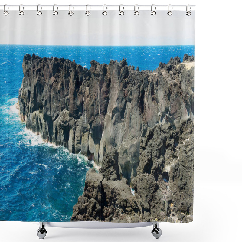 Personality  Beautiful Volcanic Rock Shore Of The Reunion Island. Shower Curtains