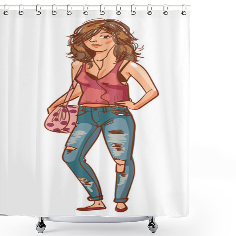 Personality  Teenager. Funny Cartoon Character Shower Curtains