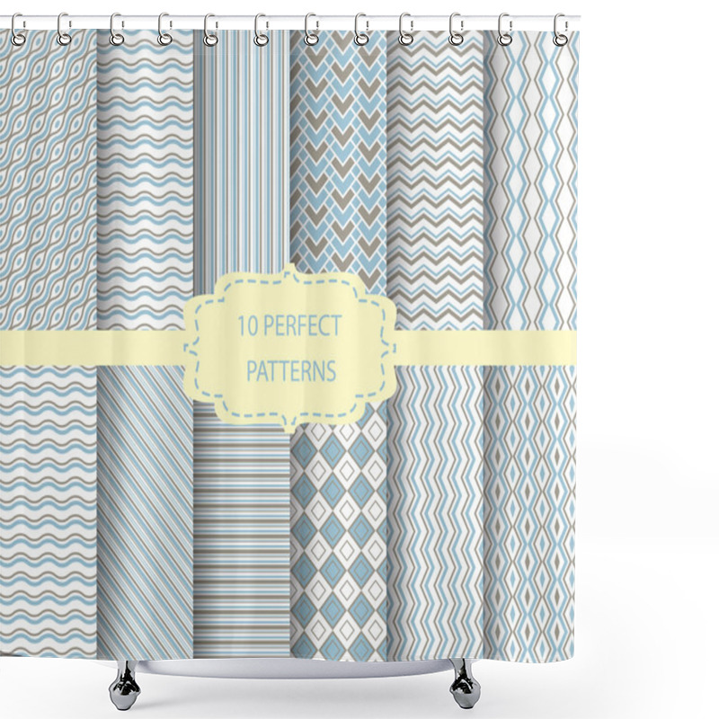 Personality  12 Different Blue And Brown Patterns Shower Curtains