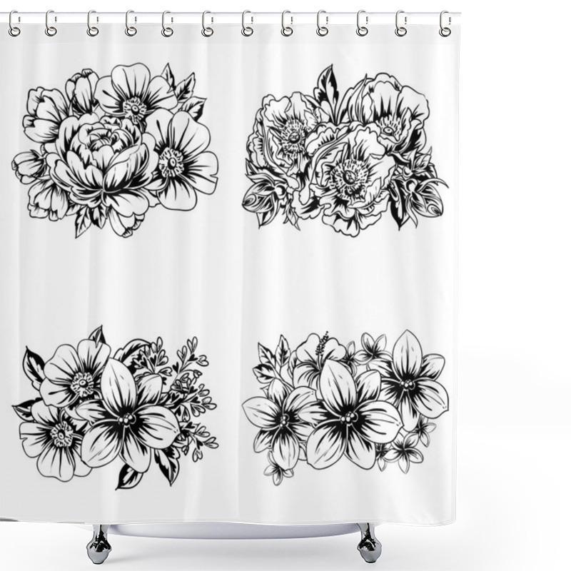 Personality  Flower Bouquets Set Shower Curtains