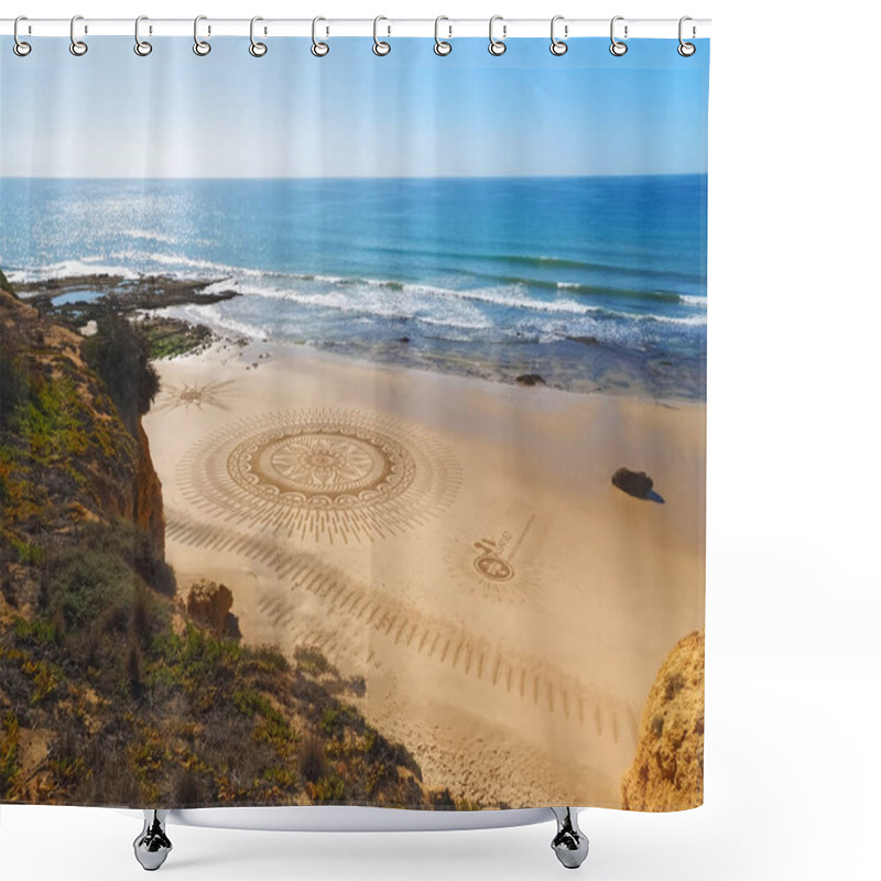 Personality  Beautiful Beach Art Of Vitor Raposo At The Algarve Coast Of Portugal Shower Curtains