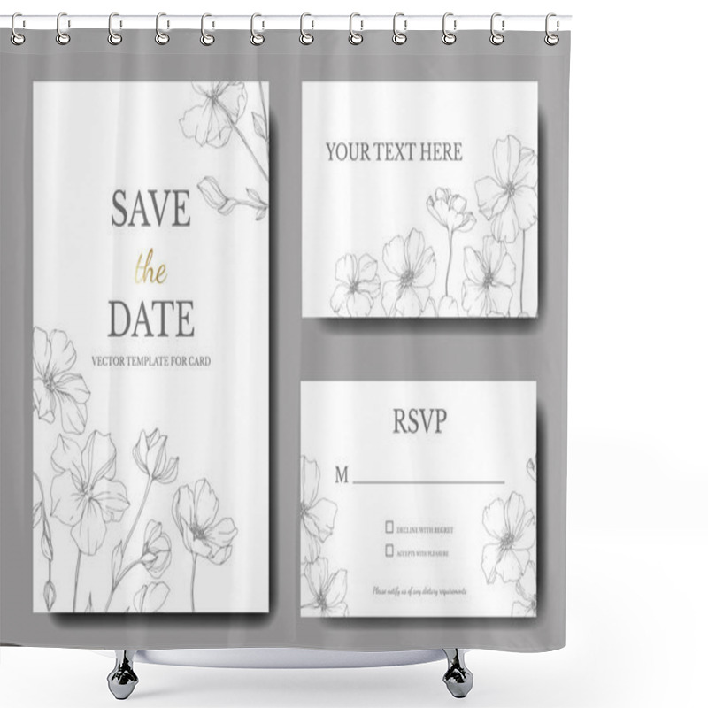 Personality  Vector Wedding Invitation Cards Templates With Flax Illustration.  Shower Curtains