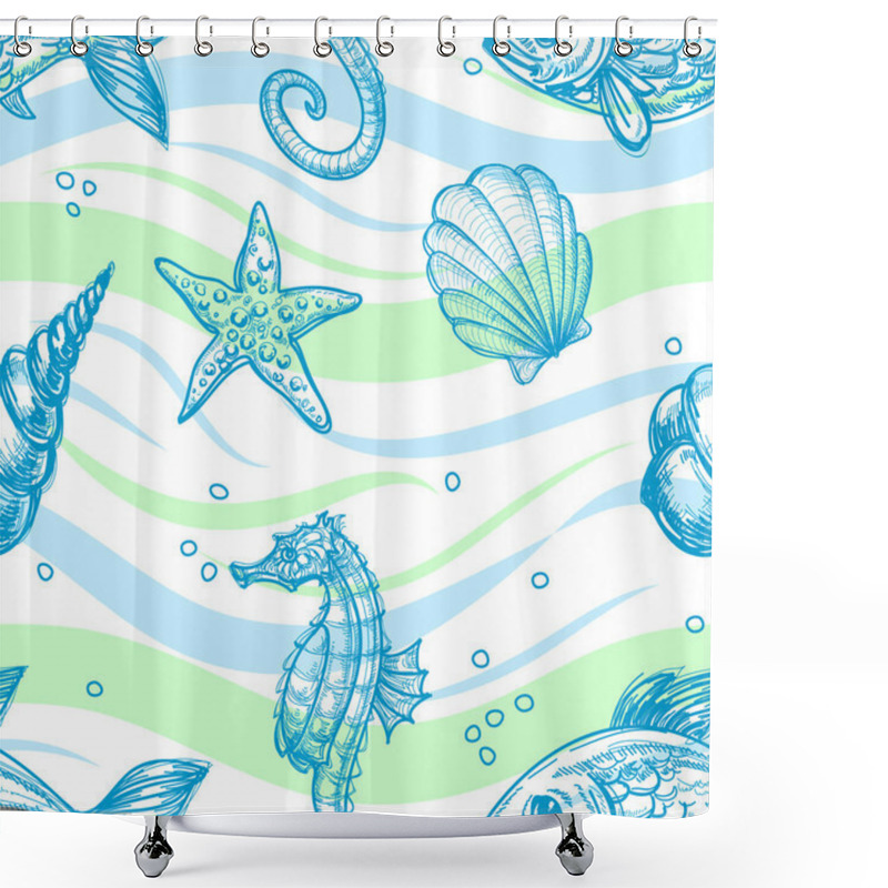 Personality  Marine Seamless Pattern Shower Curtains