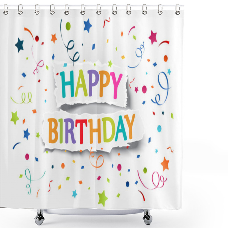 Personality  Happy Birthday Greetings On Ripped Paper Shower Curtains