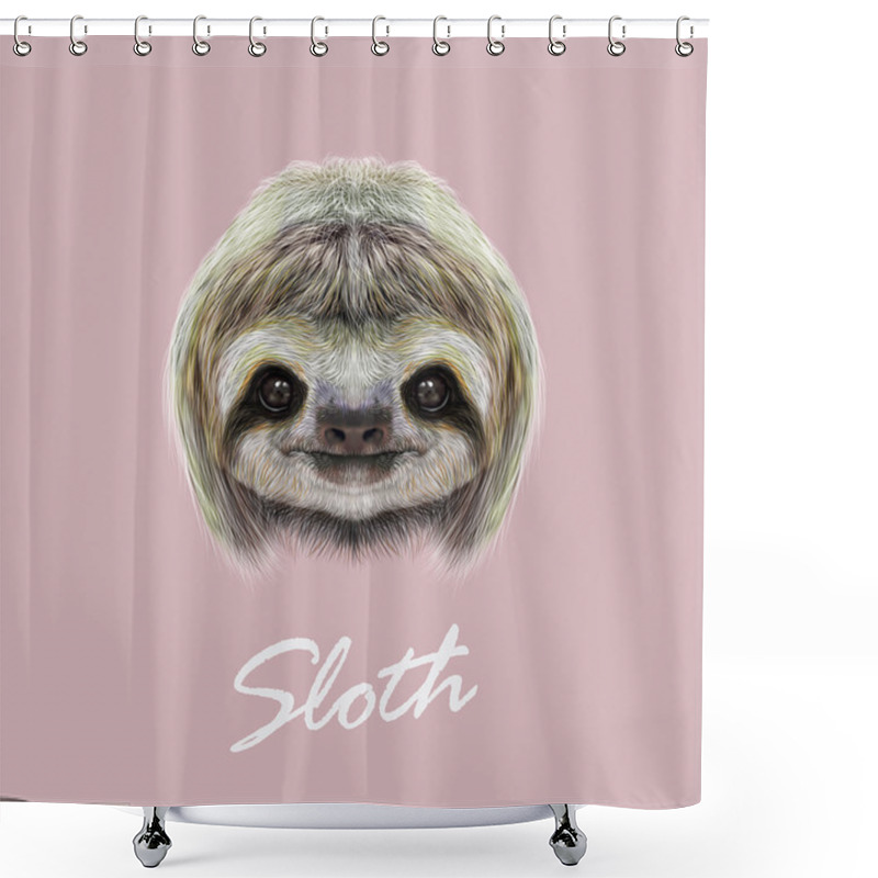 Personality  Vector Illustrated Portrait Of Sloth.  Shower Curtains