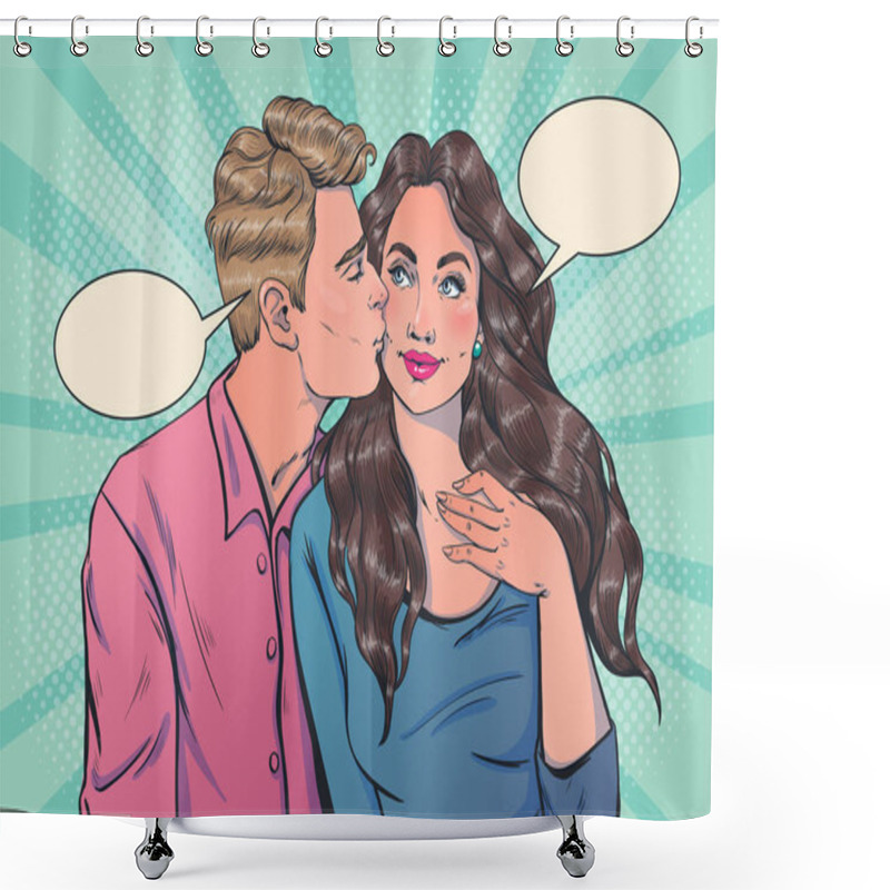 Personality  Romantic Vector Illustration In Pop Art Style On Love Story Theme.  Shower Curtains