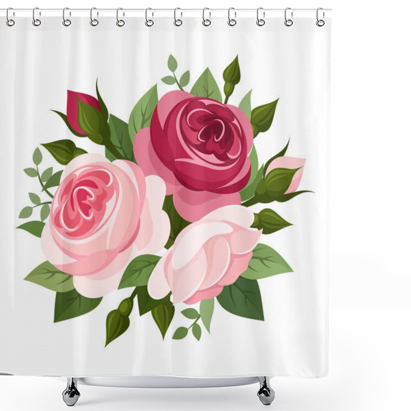 Personality  Red And Pink Roses. Vector Illustration. Shower Curtains