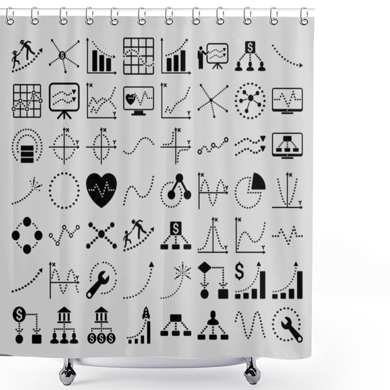 Personality  Business Charts With Rectangle Dots Vector Icons Shower Curtains