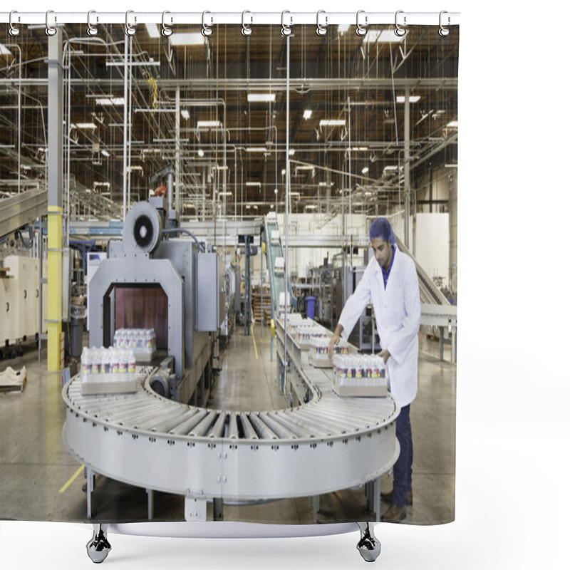 Personality  Man Working In Factory Shower Curtains