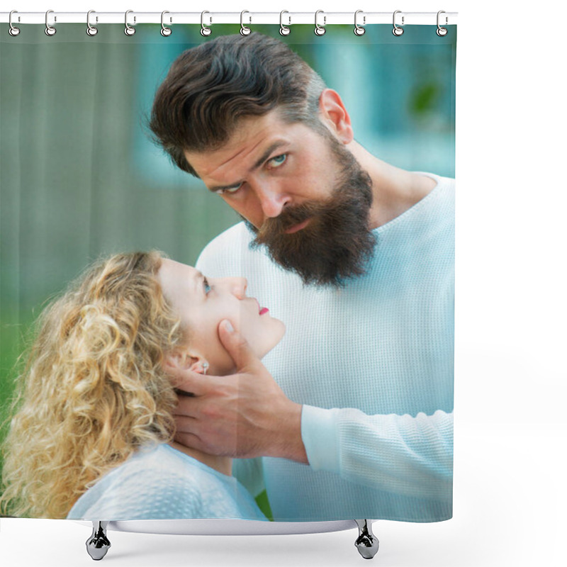 Personality  Making Love To Young Lover. Sensual Couple Enjoying Intimacy. Passionate Affectionate Man And Woman Enjoying Exciting Moment Of First Kiss. Seduction Concept Shower Curtains