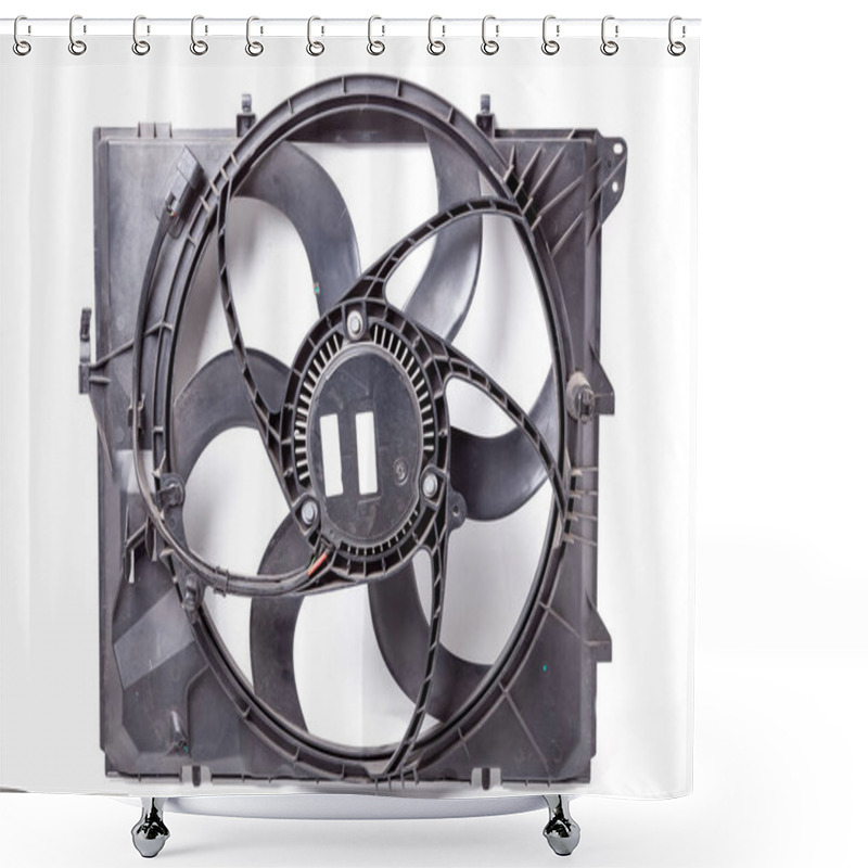 Personality  Foreground Of A Metal Car Spare Part - Engine Radiator Cooling Fan On A White Isolated Background. Auto Repair In The Workshop. Shower Curtains