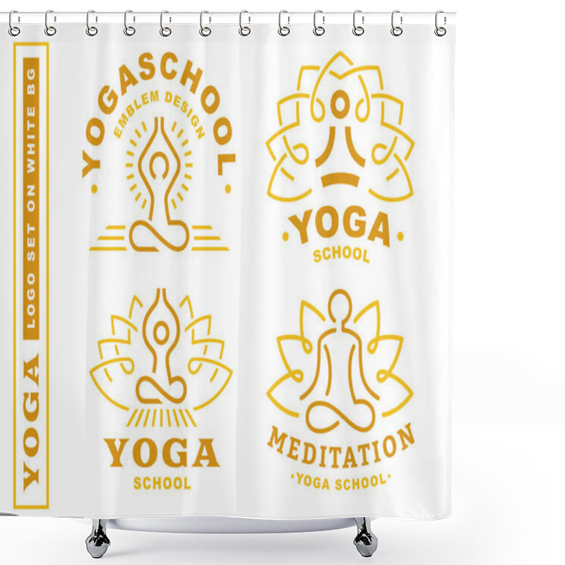 Personality  Set Yoga Logos - Vector Illustration, Emblem On White Background Shower Curtains