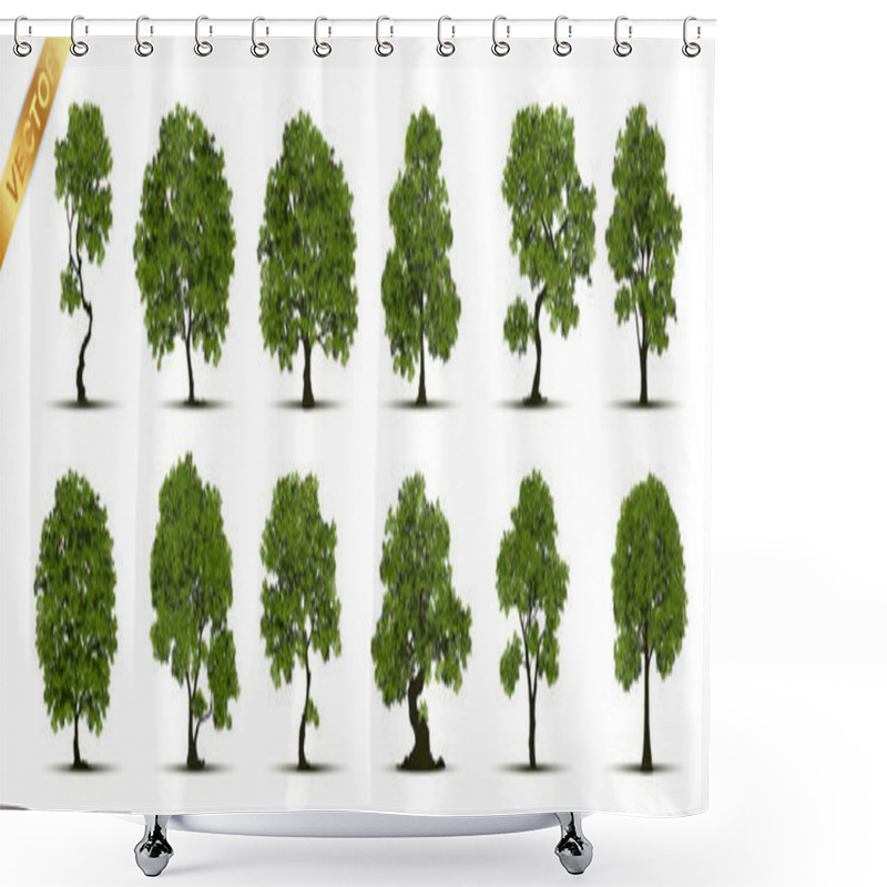 Personality  Beautiful Tree On A White Background Shower Curtains