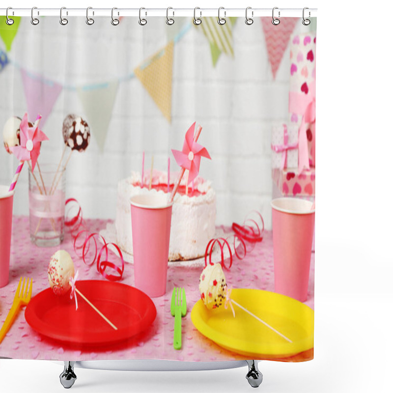 Personality  Prepared Birthday Table For Children Party Shower Curtains