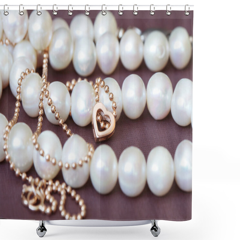 Personality  Pearl And Gold Shower Curtains