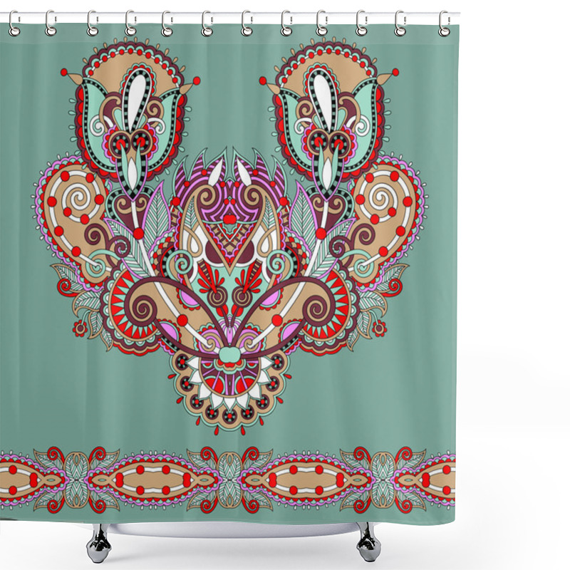 Personality  Neckline Ornate Floral Paisley Embroidery Fashion Design Shower Curtains