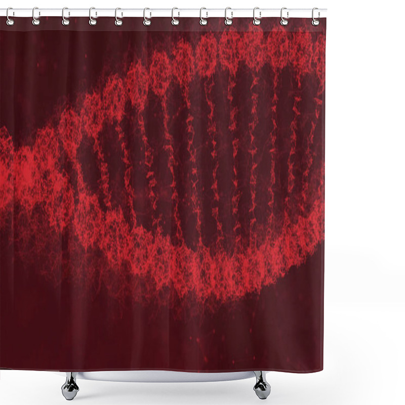 Personality  DNA Molecule On Ditigal Red Background. Genetics Concept. Animation Of DNA Construction. DNA Molecule For Visuals, Biology, Biotechnology, Medical Dashboard. DNA Futuristic Footage Shower Curtains