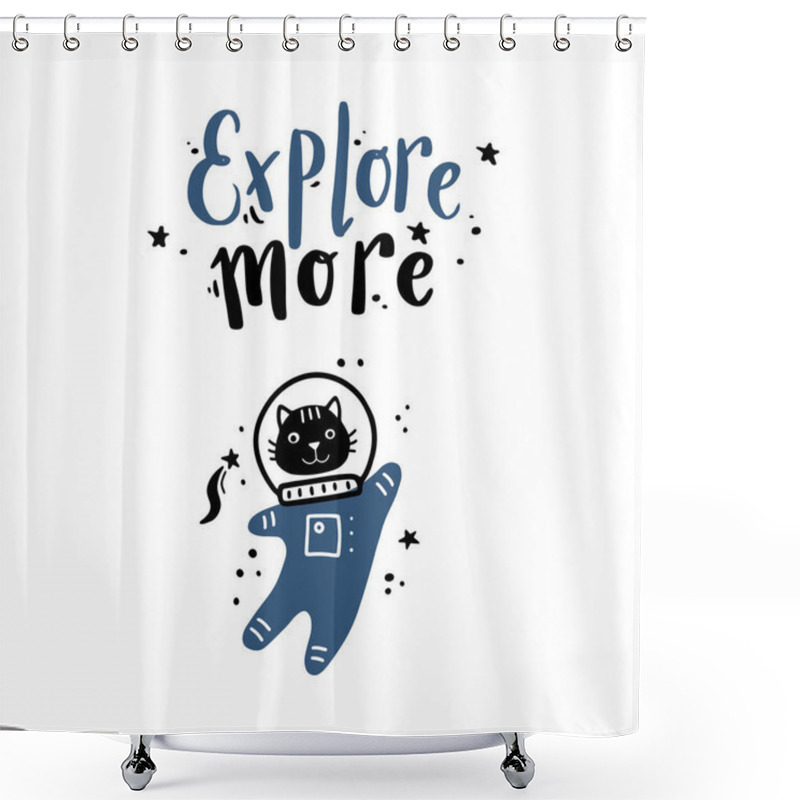 Personality  Cute Hand Drawn Lettering Space Quote. Vector Illustration. Shower Curtains