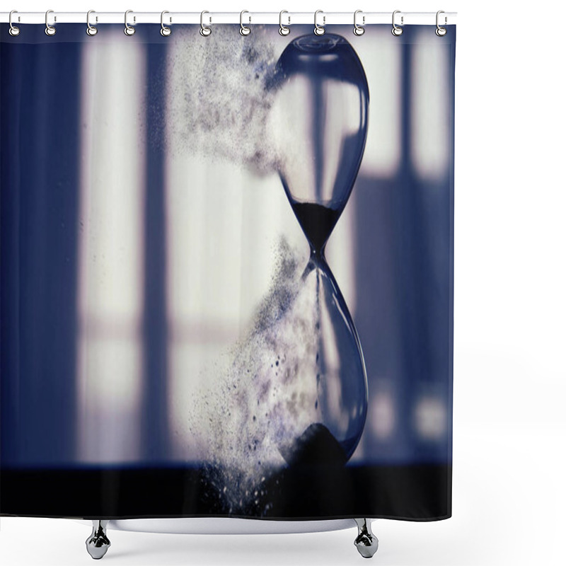 Personality  Hourglass As Time Passing And Pass Away Concept. Shower Curtains