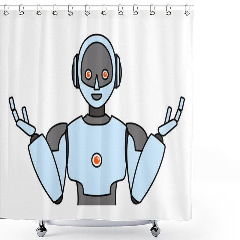 Personality  Illustration Of A Simple Android Robot Shower Curtains