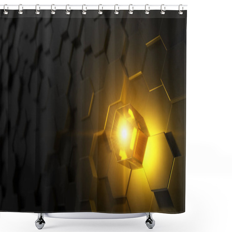 Personality  3d Illustration Of Hexagon Covered Wall. Shower Curtains