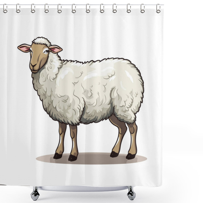 Personality  Ewe. Ewe Hand-drawn Illustration. Vector Doodle Style Cartoon Illustration Shower Curtains