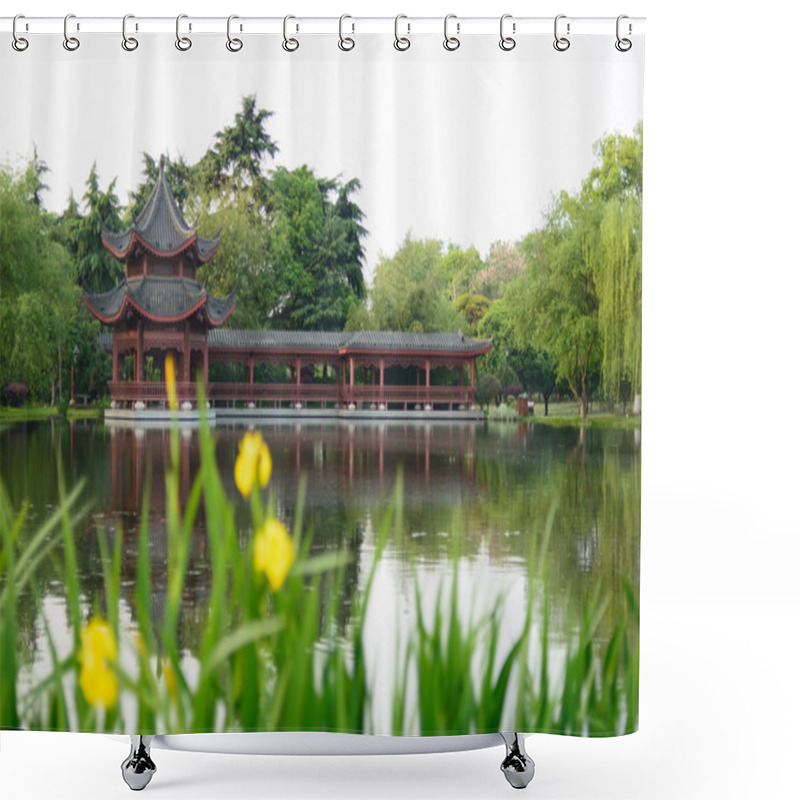 Personality  Ancient Chinese Traditional Architectural Landscape, South China Shower Curtains