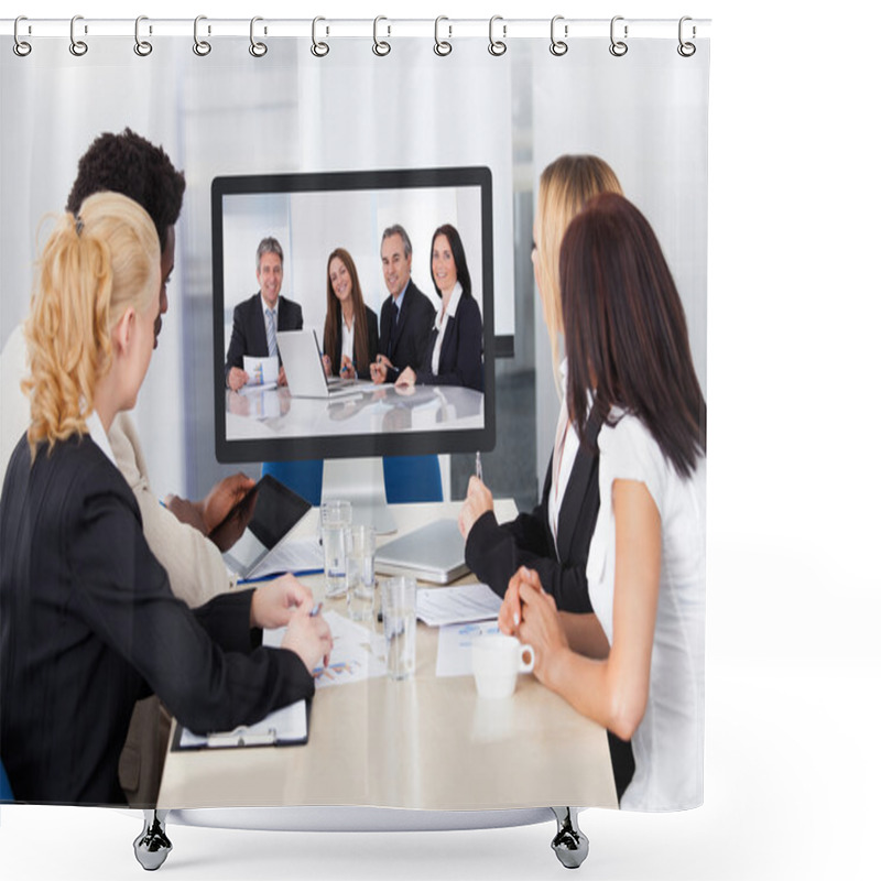 Personality  Video Conference In The Office Shower Curtains