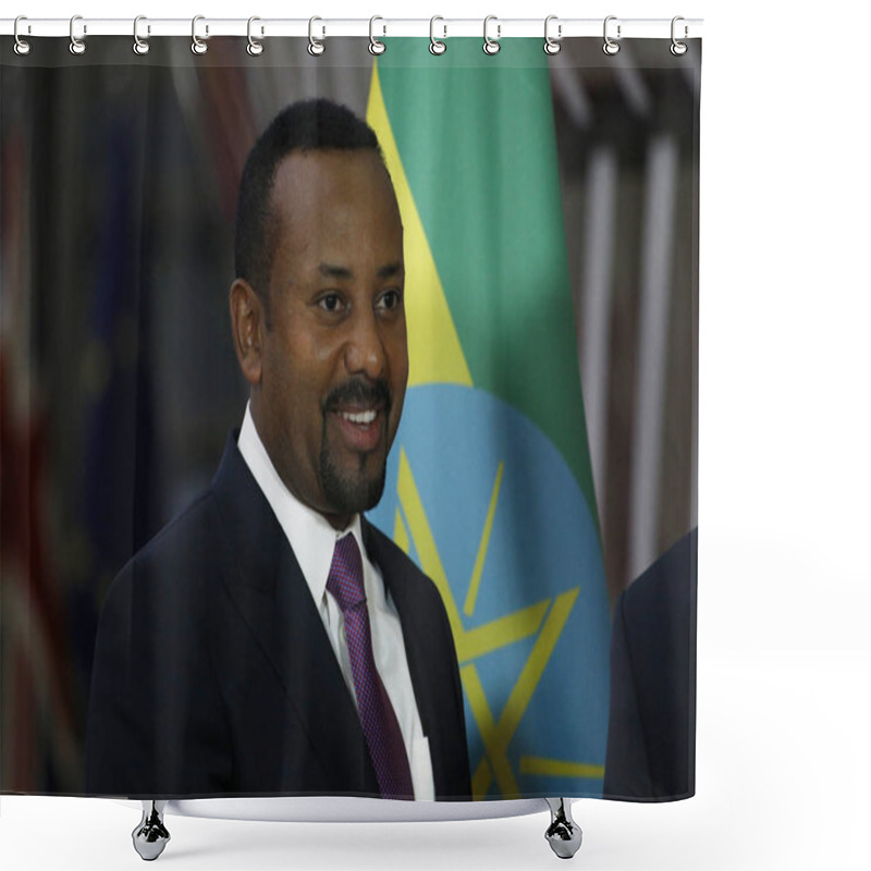 Personality  Pabiy Ahmed, Prime Minister Of Ethiopia In Brussels, Belgium Shower Curtains