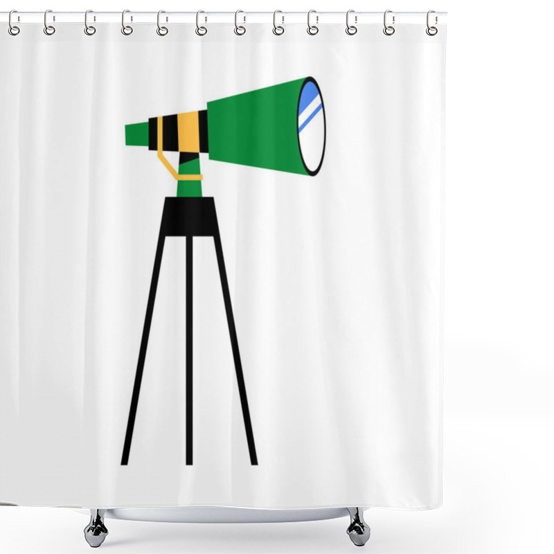 Personality  A Telescope Mounted On A Tripod, Ready For Stargazing And Exploration, Symbolizing Curiosity And Astronomy In A Simple, Isolated Setting. Shower Curtains