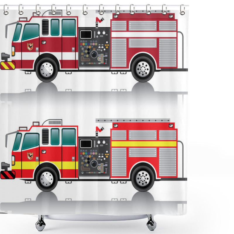 Personality  Firetruck Vector Shower Curtains