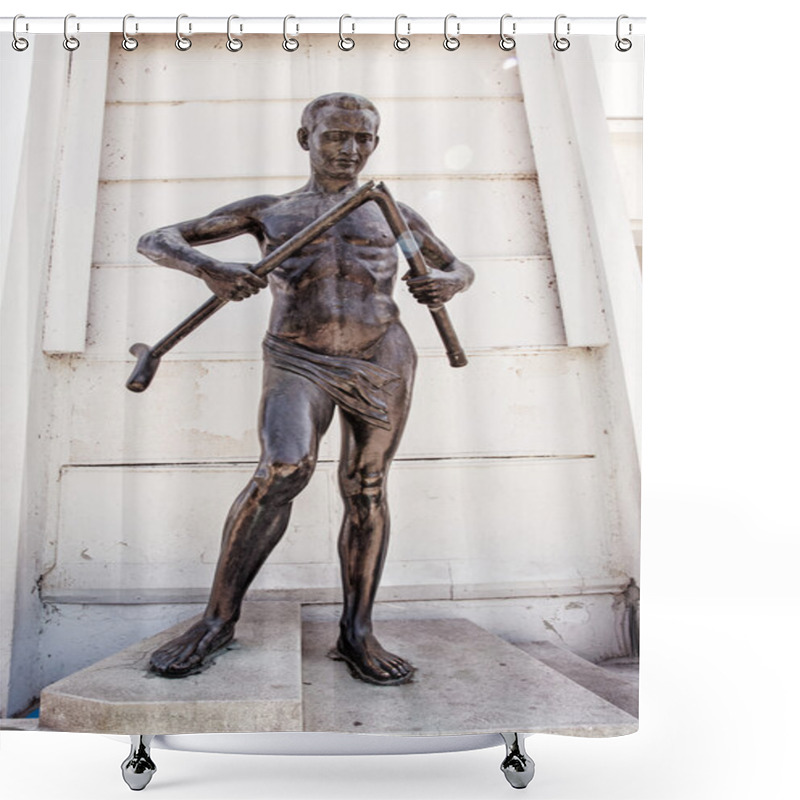 Personality  Crutch Breaker Statue, Piestany, Slovakia Shower Curtains