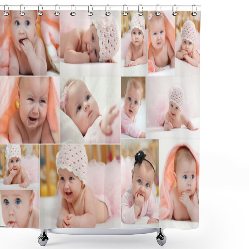 Personality  Collage Of Different Photos Of Children Shower Curtains