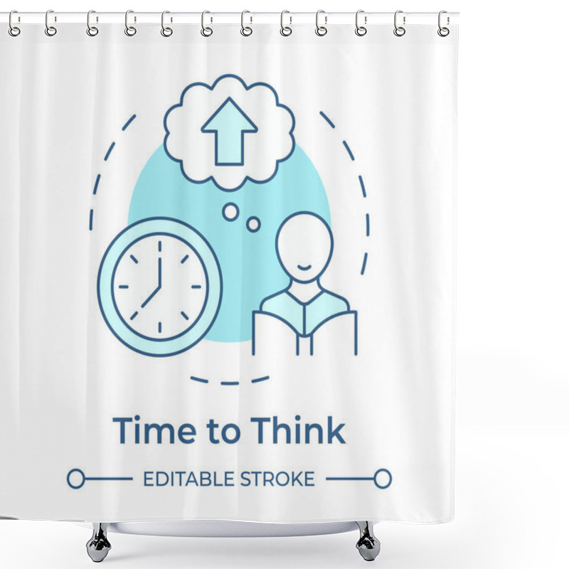 Personality  Time To Think Soft Blue Concept Icon. Offering Flexible Timing For Students With Needs. Special Education. Round Shape Line Illustration. Abstract Idea. Graphic Design. Easy To Use In Article Shower Curtains