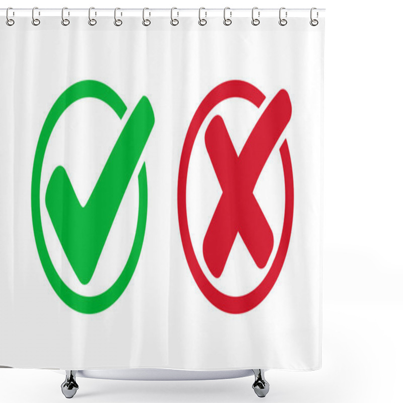 Personality  Set Check Mark And Cross. Vector Illustartion Shower Curtains