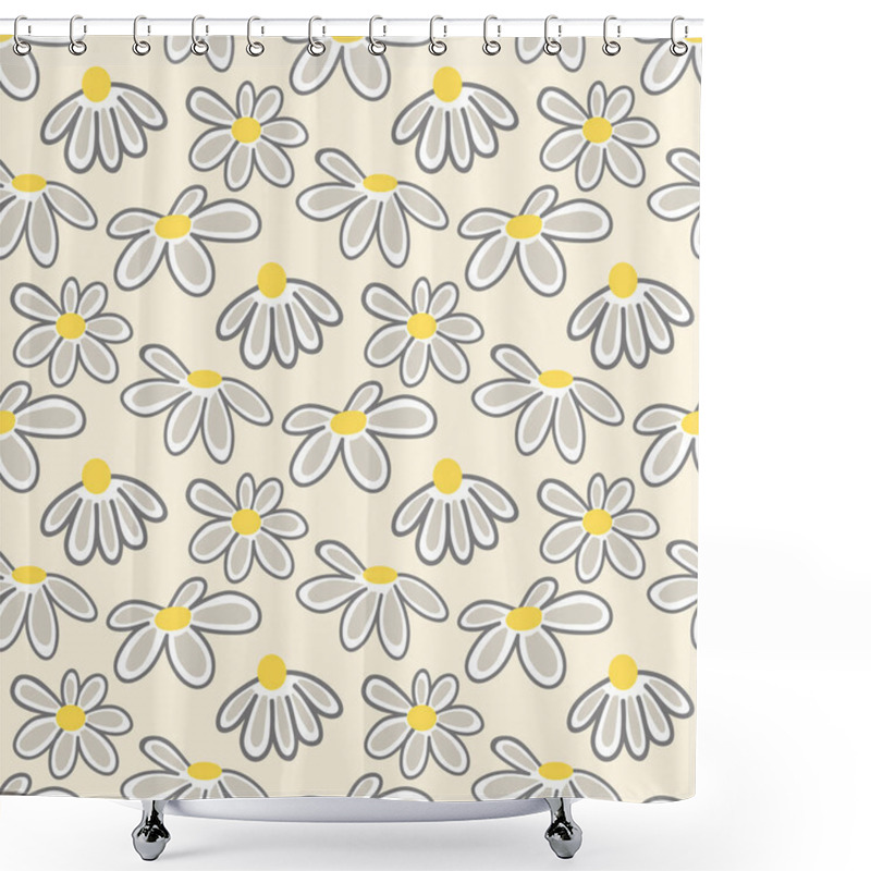 Personality  Vector Floral Pattern With Cute Daisies. Shower Curtains