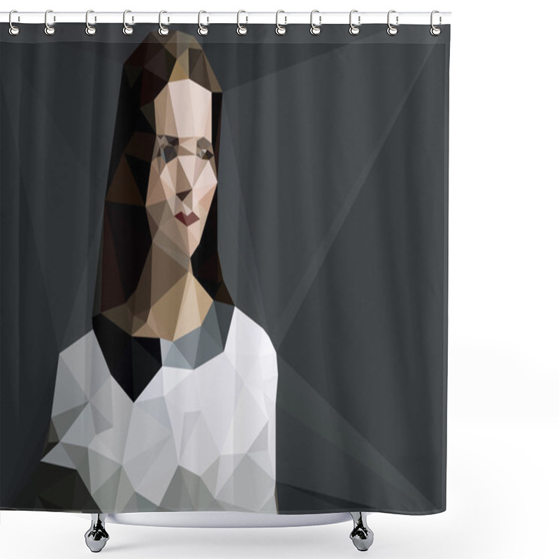 Personality  Woman Portrait Vector Geometric Modern Illustration Shower Curtains