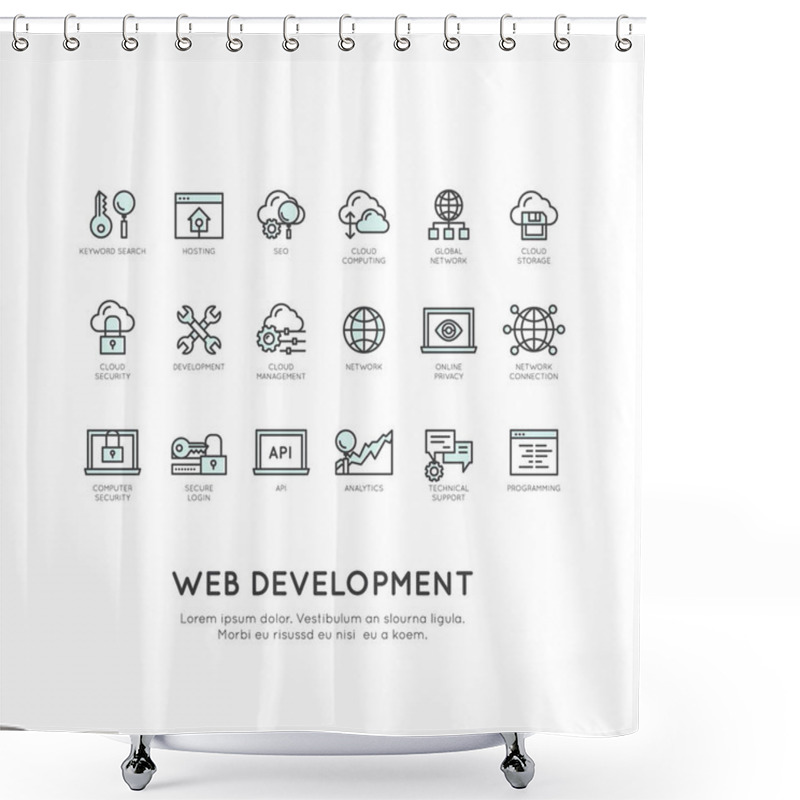 Personality  Illustration Of Web Development, Programming, Network Service, Security, Online Application Shower Curtains