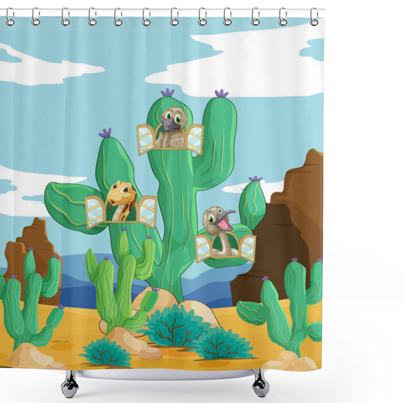 Personality  Various Animals And Cactus Shower Curtains