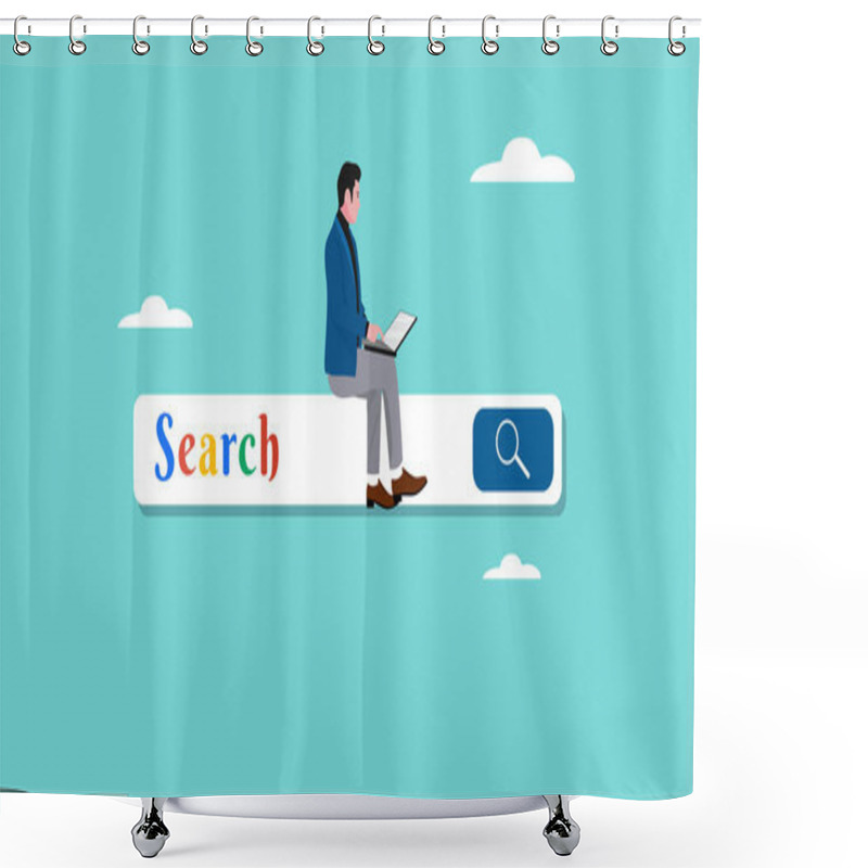 Personality  Find Job Vector And Illustration With The Concept Of Someone Looking For Job Vacancies On The Internet Using A Laptop, Looking For Job Vacancies Concept Design Shower Curtains