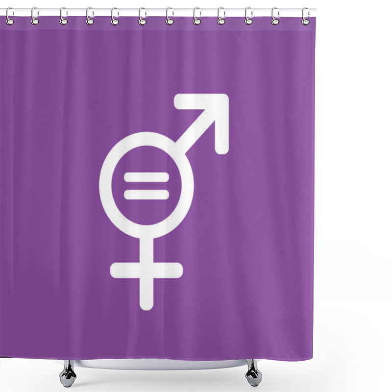 Personality  Male And Female Gender Symbols With Equality Sign Between Them. Shower Curtains