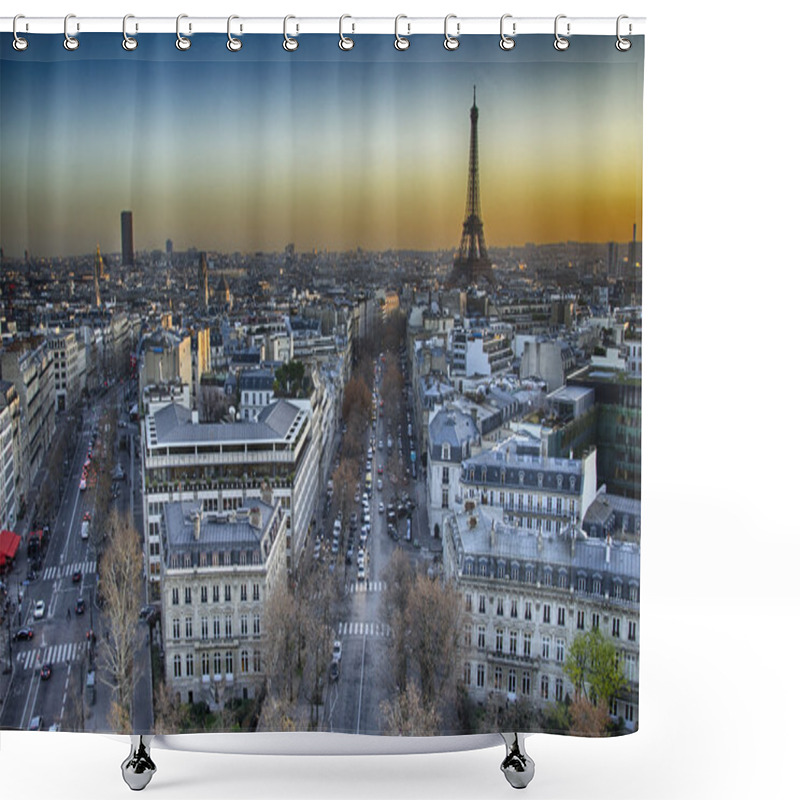 Personality  Aerial View Of Paris With Eiffel Tower Shower Curtains